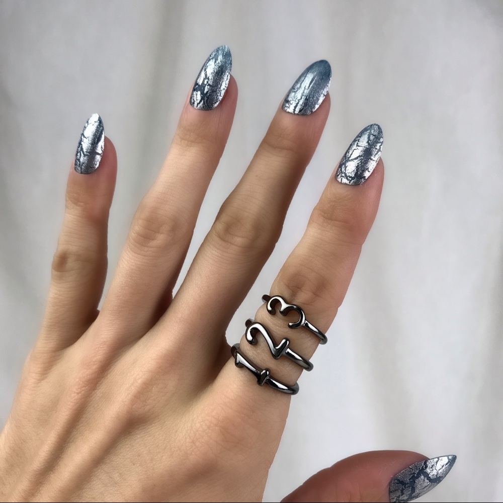 🚫SOLD🚫 NWOT 1 2 3 Dark Silver Number Stacking Rings Minimalist Size 6 Gunmetal - Picture 11 of 13